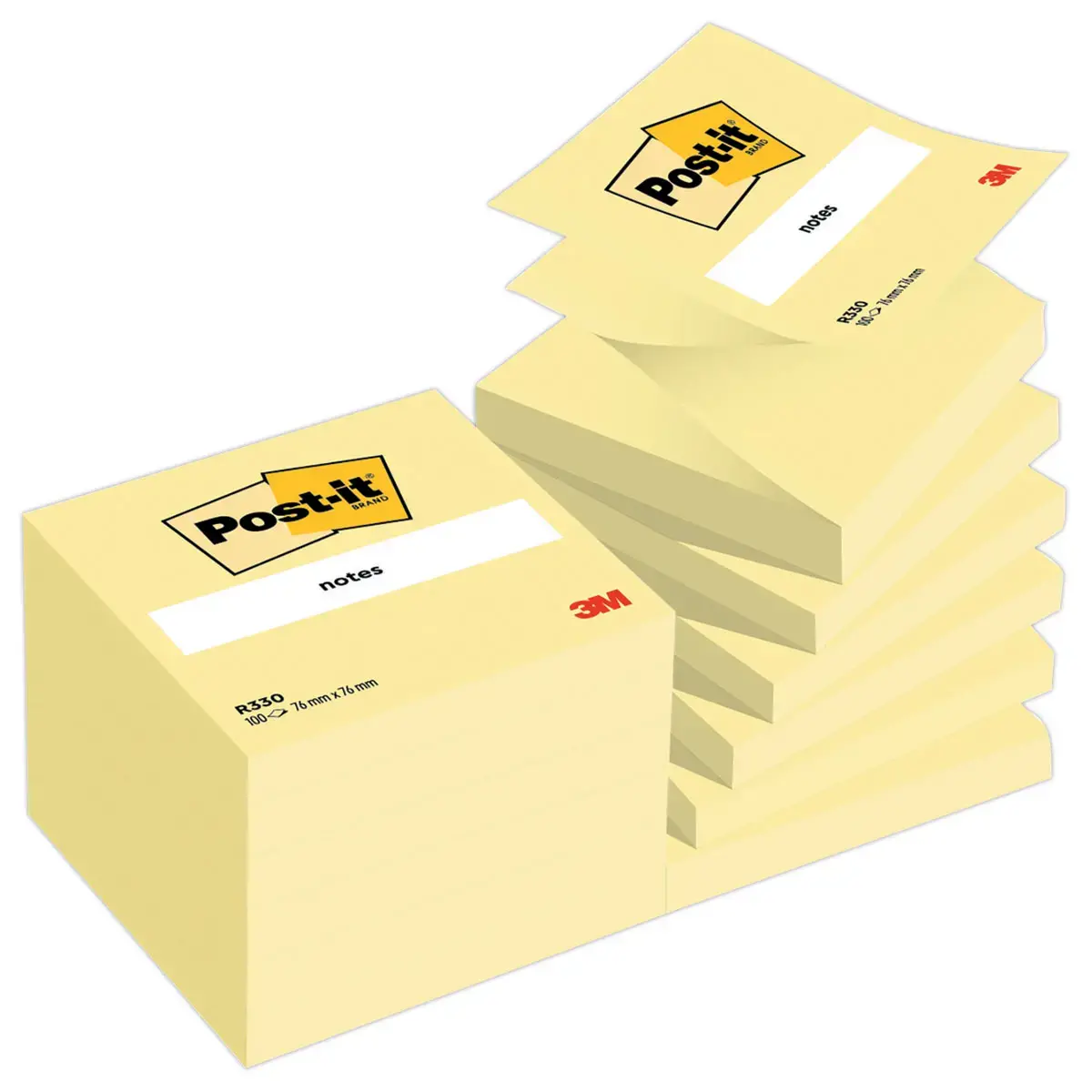 12 Notes repositionnables ZNotes  - 76x76 mm- jaune - 100 feuilles - POST IT photo du produit