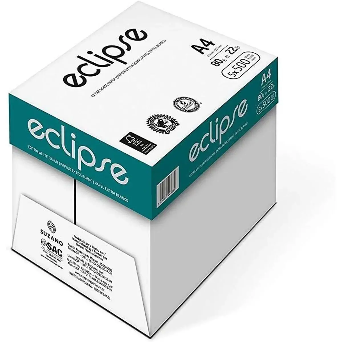 Carton de 5 Ramettes de 500 feuilles de papier blanc Eclipse 80g photo du produit
