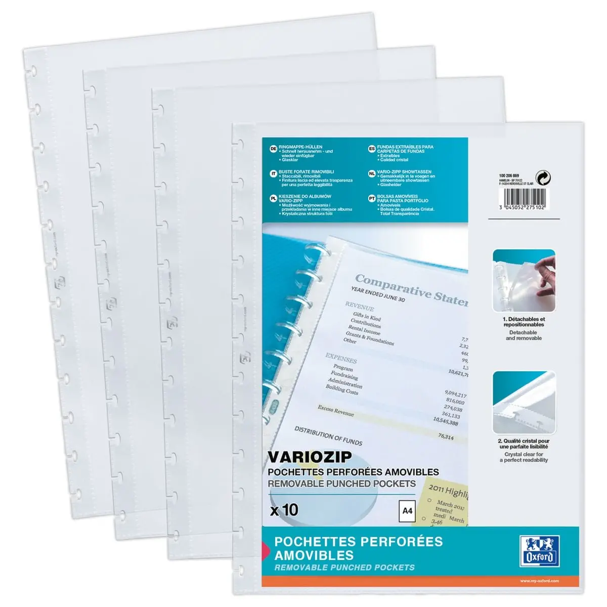 10 Pochettes amovibles en polypropylène 8/100ème photo du produit