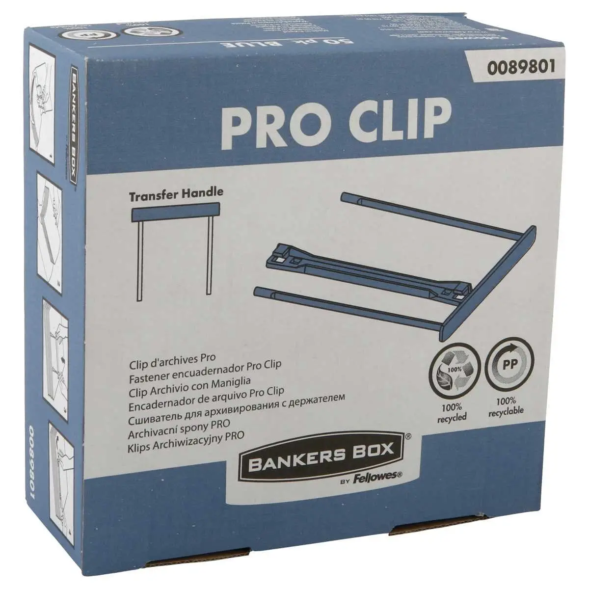 50 Clips pour archives avec poignée de transfert - Bleu - FELLOWES photo du produit
