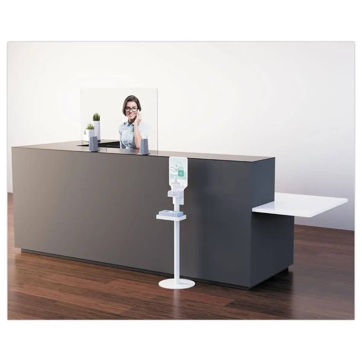 Pr&eacute;sentoir pour flacon gel / gants ou lingettes photo du produit