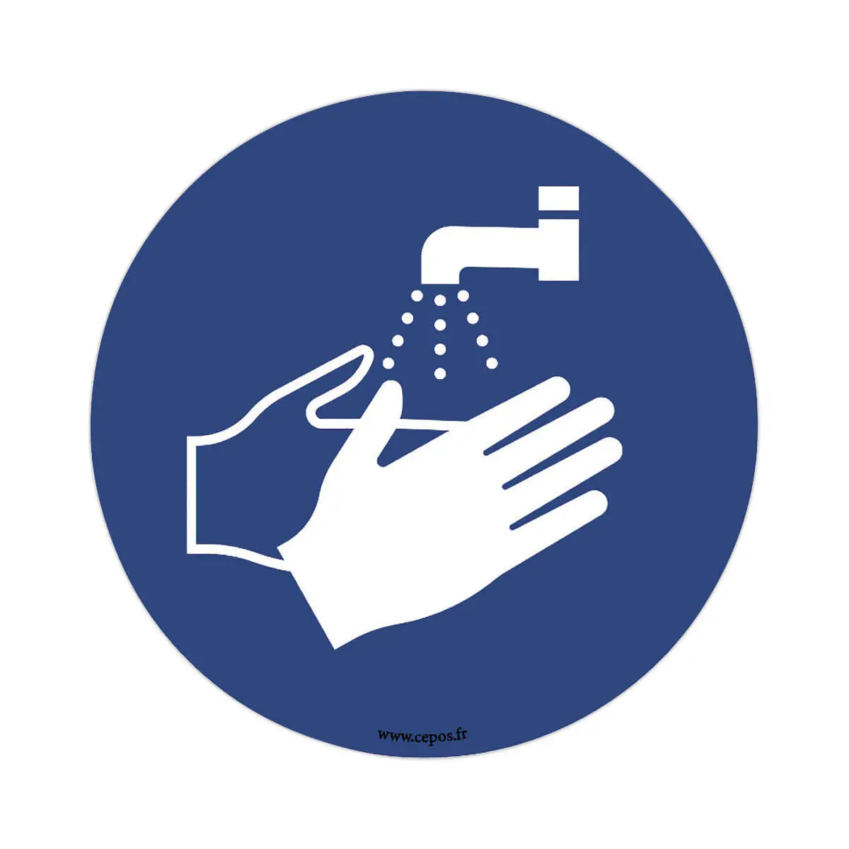 Sticker sol lavage des mains obligatoire, diamètre 45 cm photo du produit