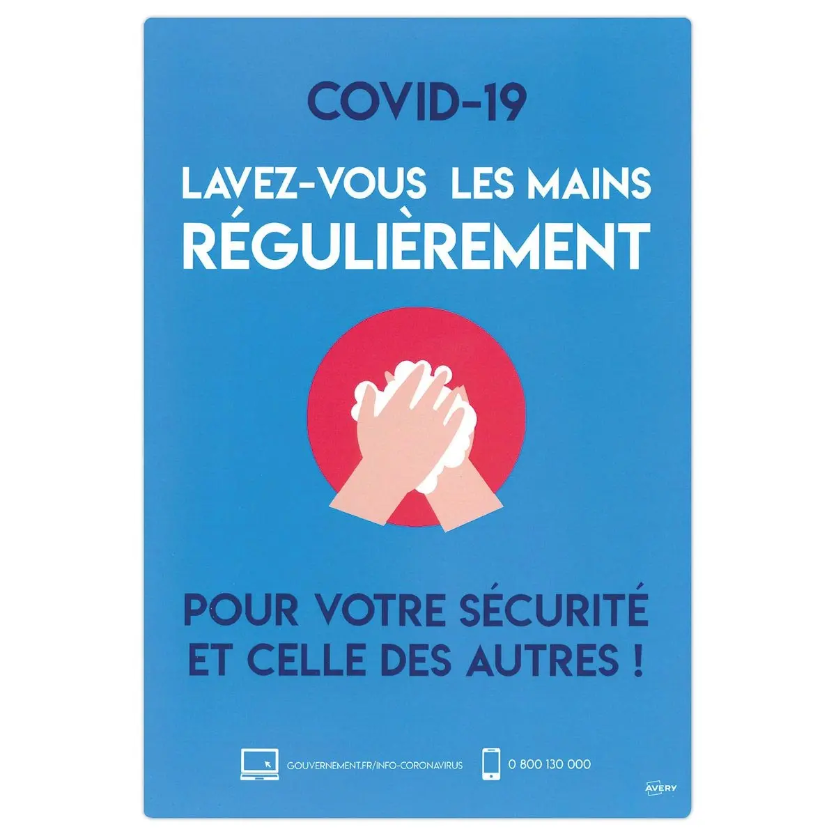 2 Affiches adhésives amovibles A4 LAVEZ-VOUS LES MAINS RÉGULIÈREMENT photo du produit