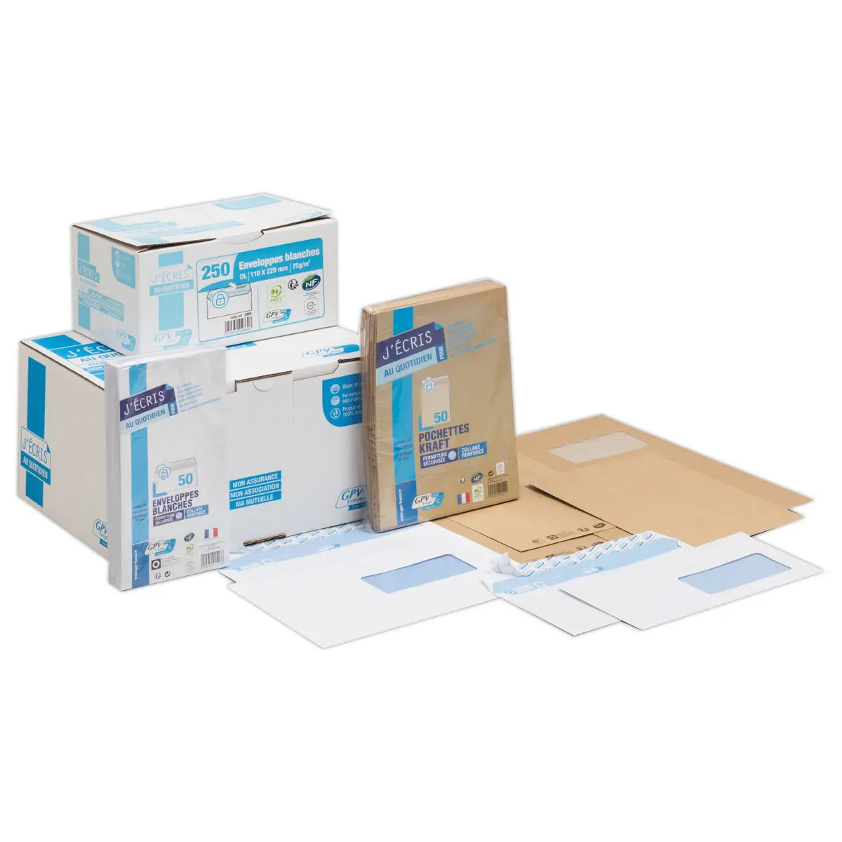 200 Enveloppes blanches avec fenêtre - 162 x 229 mm - GPV EVERY DAY photo du produit