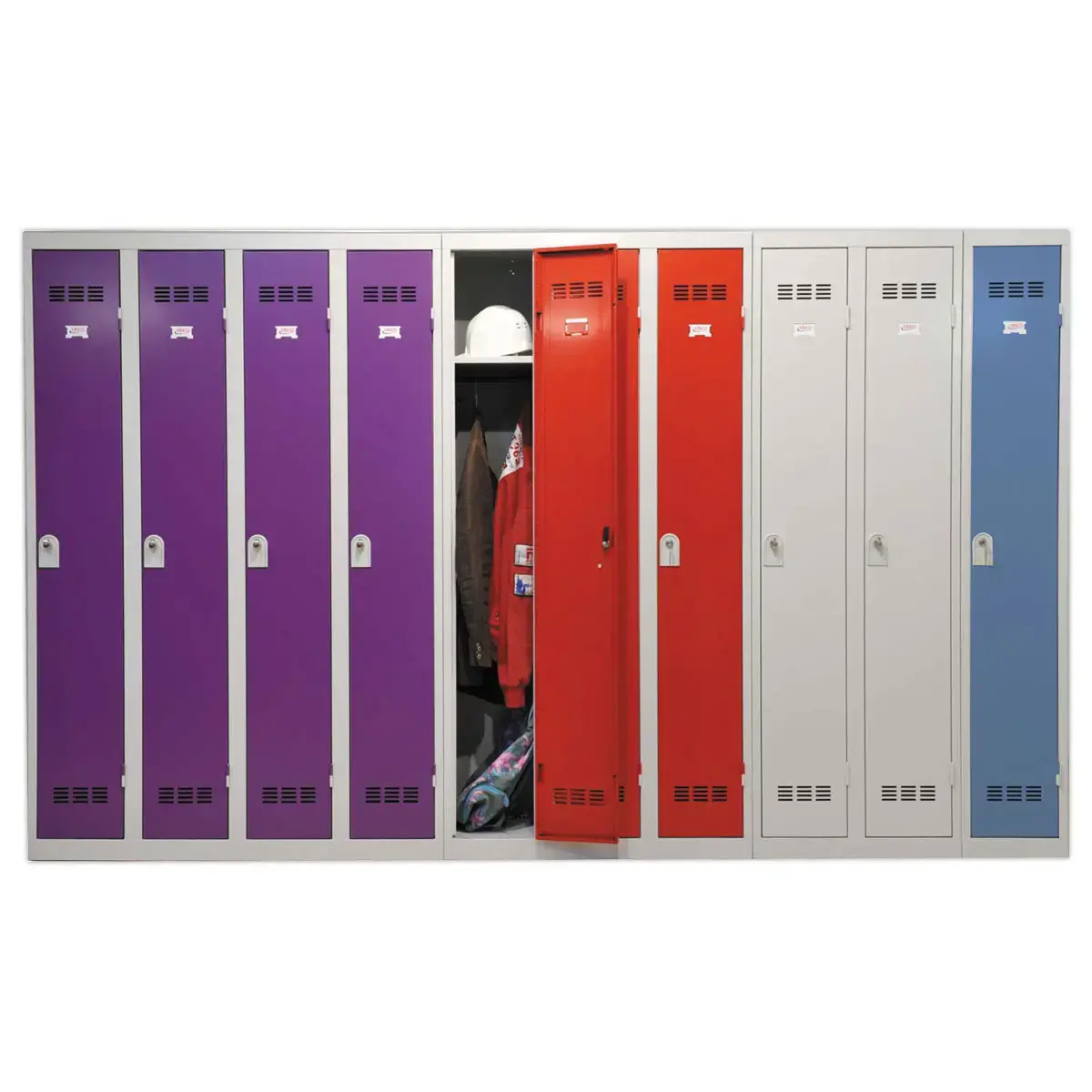Vestiaire d'atelier 4 colonnes, H 180 xL 120 X P 50 cm gris/gris photo du produit