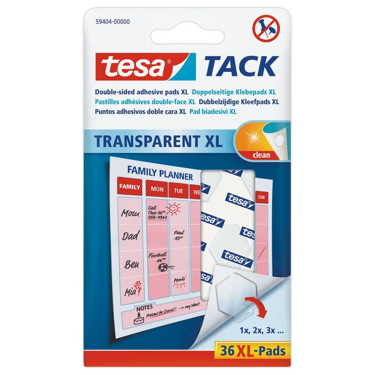 36 pastilles adhésives transparentes XL TESA photo du produit