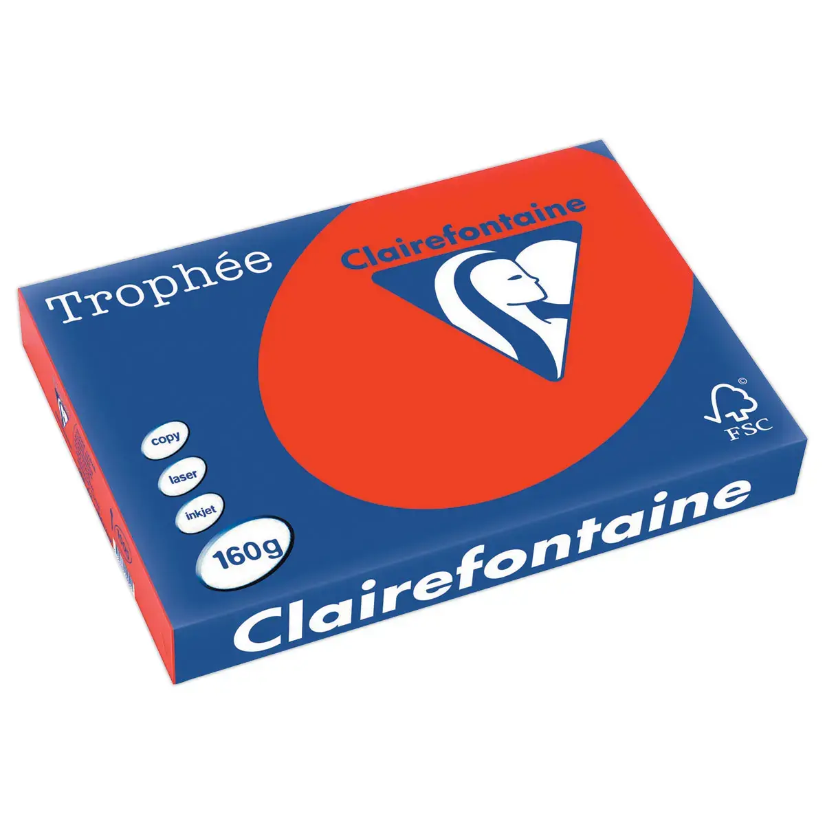 Ramette de 250 feuilles Troph&eacute;e - A3 - 160g - Rouge corail - CLAIREFONFAINE photo du produit