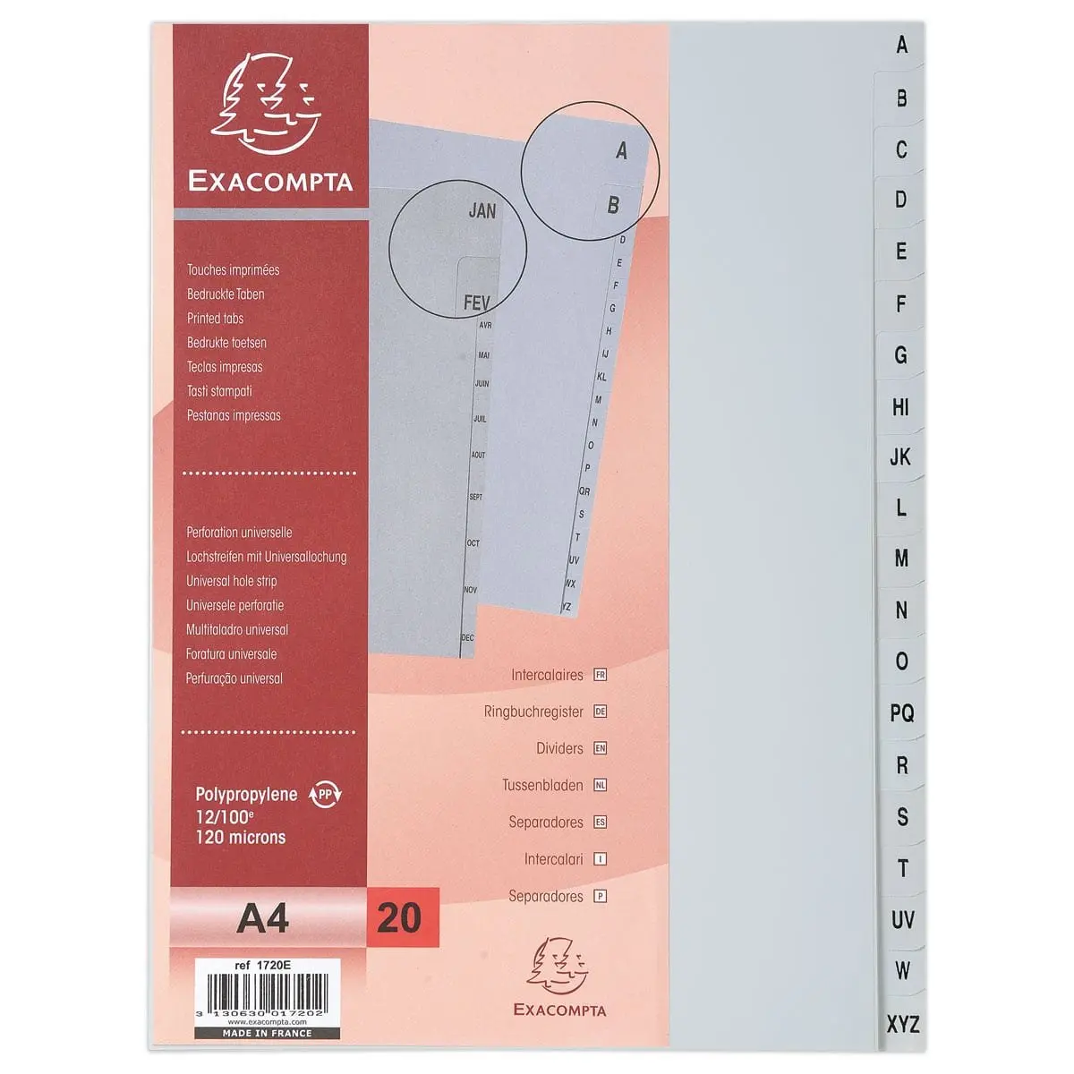 Jeu d'intercalaires alphab&eacute;tiques Forever  - A4- 20 touches - Exacompta photo du produit