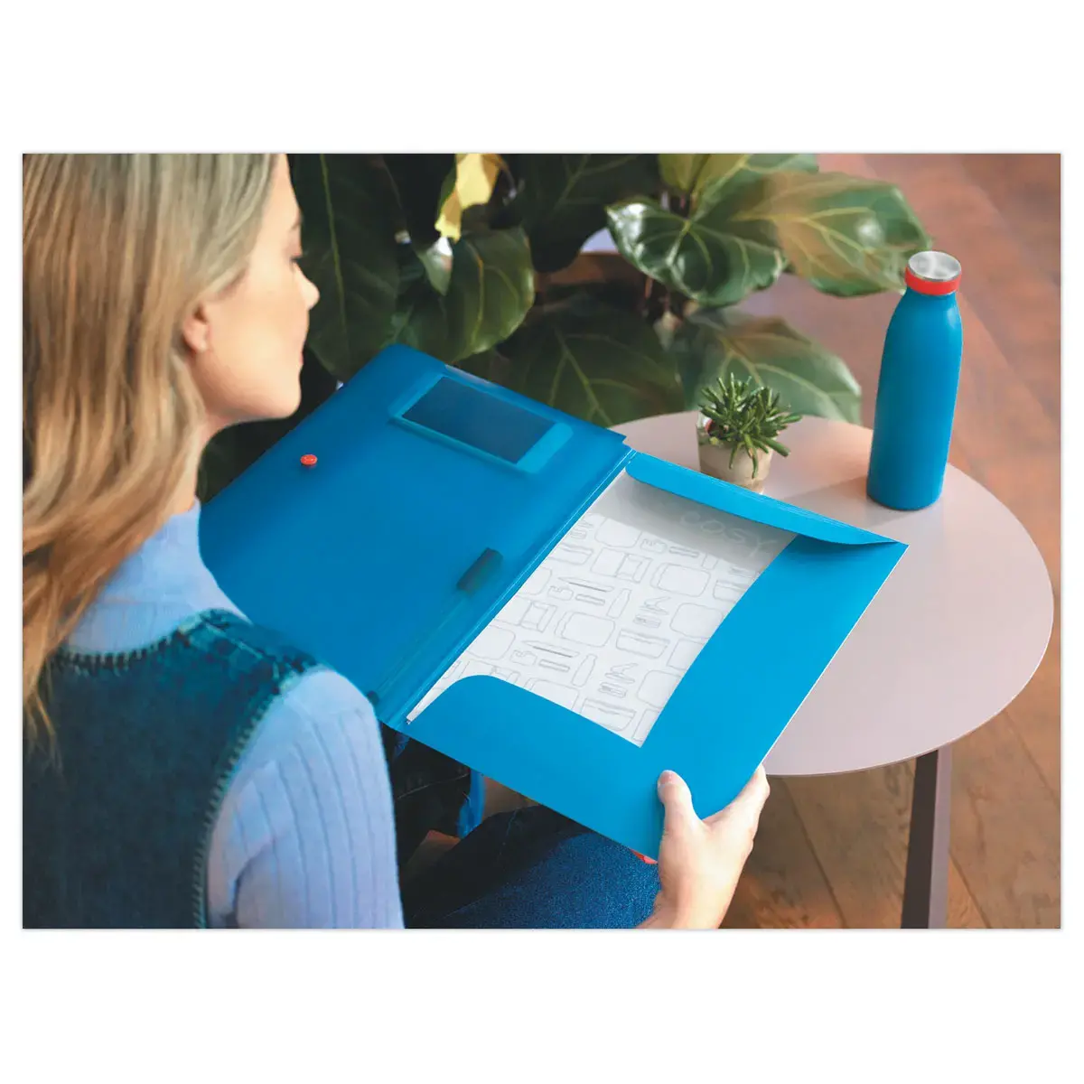 Chemise 3 rabats à élastique Cosy en polypropylène durable - Format A4 - Bleu - Leitz photo du produit