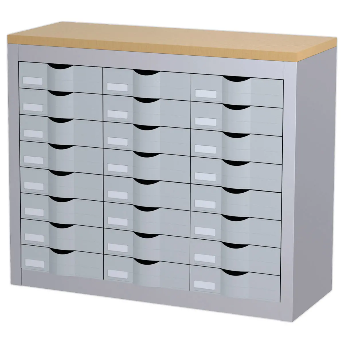 Meuble 24 tiroirs 3 colonnes PAPERFLOWmétal - coloris aluminium photo du produit