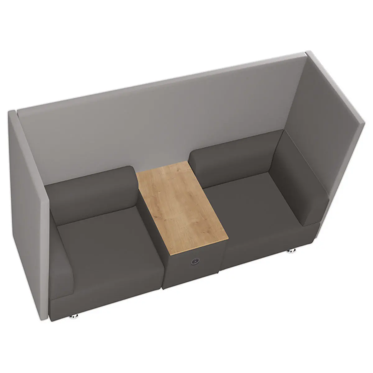 Sofa acoustique 2 places en tissu ignifuge, tablette de travail, gris photo du produit
