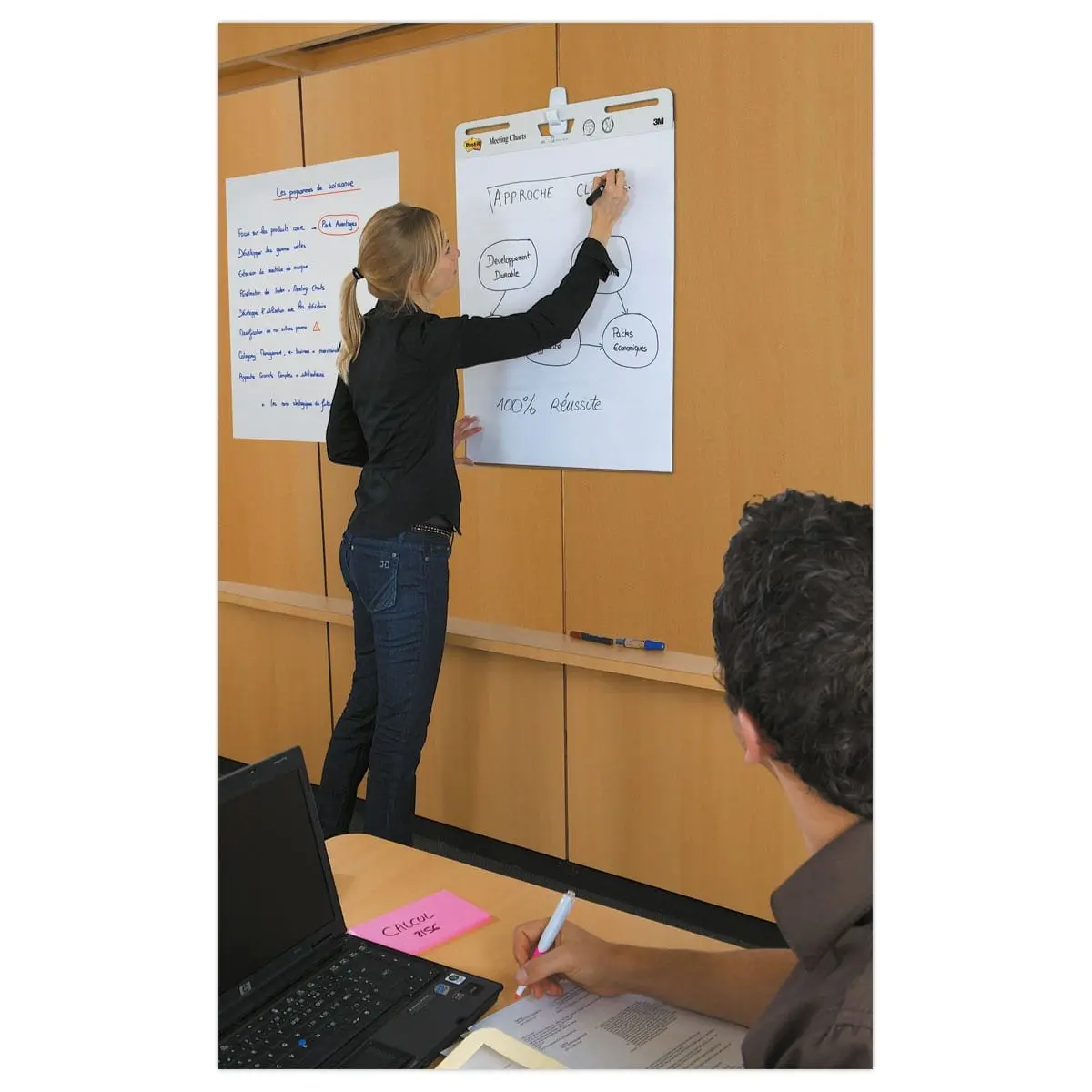 3 Paperboards adhésifs unis (2 + 1 offert) - Meeting Charts - POST IT photo du produit