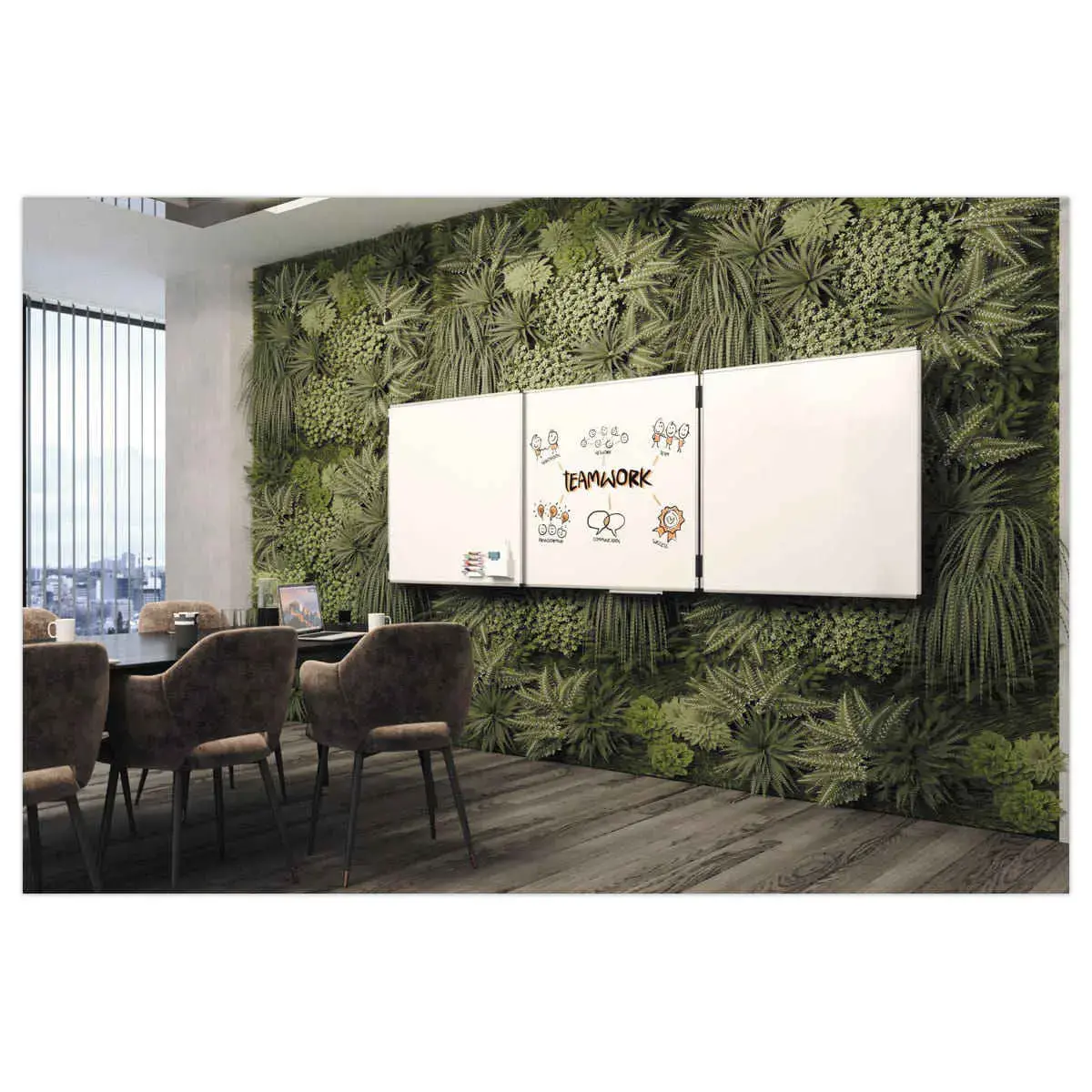 Tableau blanc triptyque Unite Plus - Surface émaillée - 100 x 200 cm - LEGAMASTER photo du produit