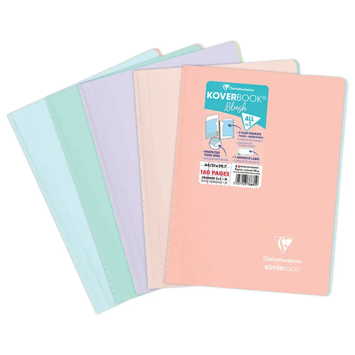Cahier spirale KOVERBOOK Blush A4 160 pages,5X5,90g photo du produit