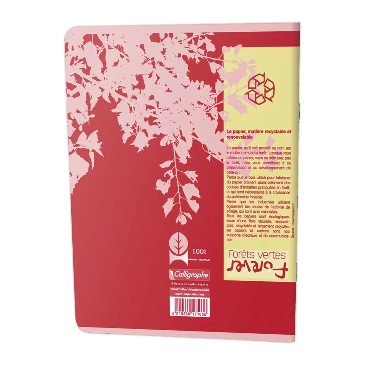 Cahier piqué recyclé 17x22cm, 70g, Seyes, 96 pages photo du produit