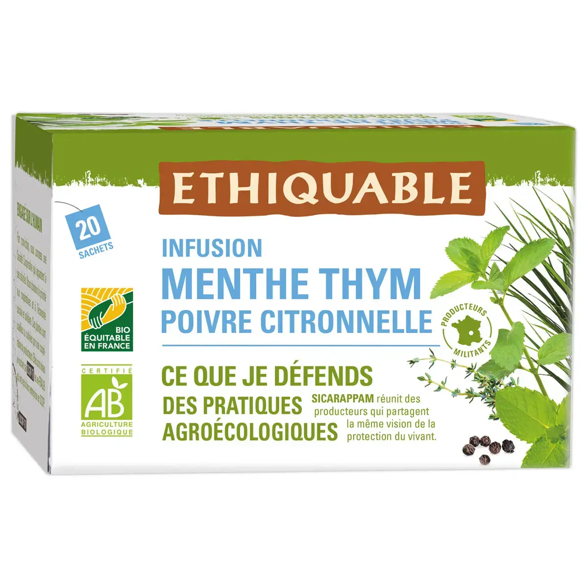 20 sachets d'infusion bio menthe poivrée photo du produit