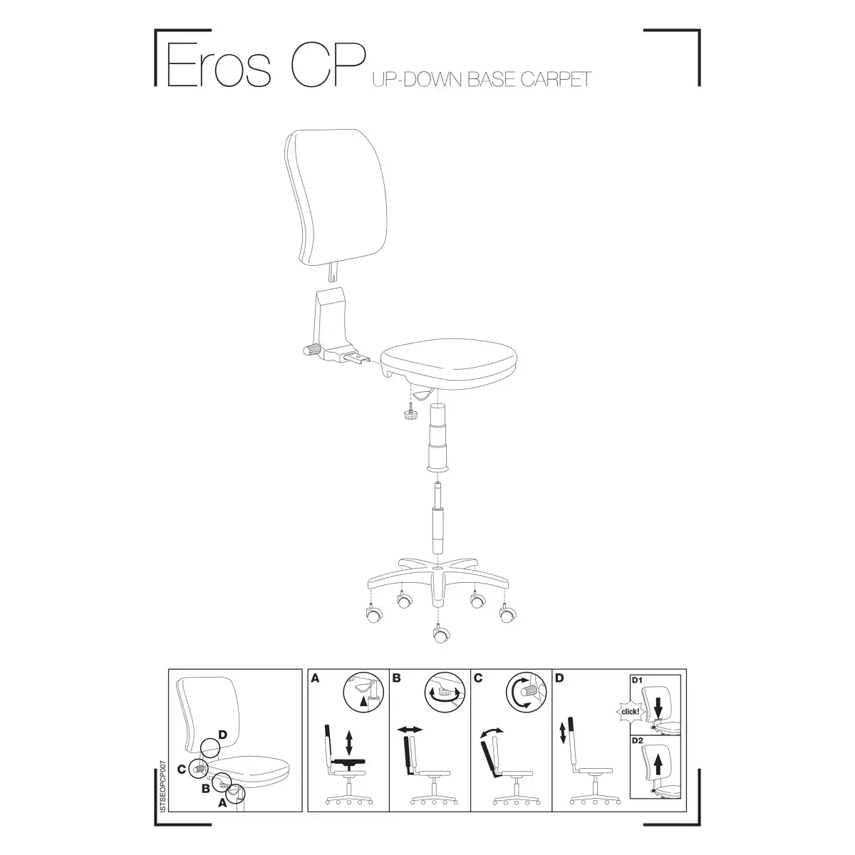 Siège Eros contact permanent noir avecaccotoirs monté photo du produit