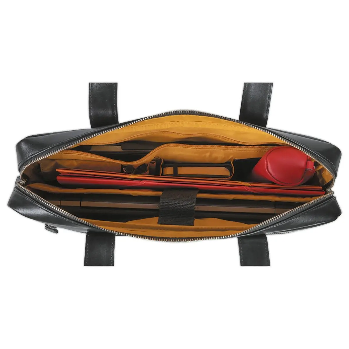 Sacoche ordinateur Exactive en cuir noir 15.6" photo du produit