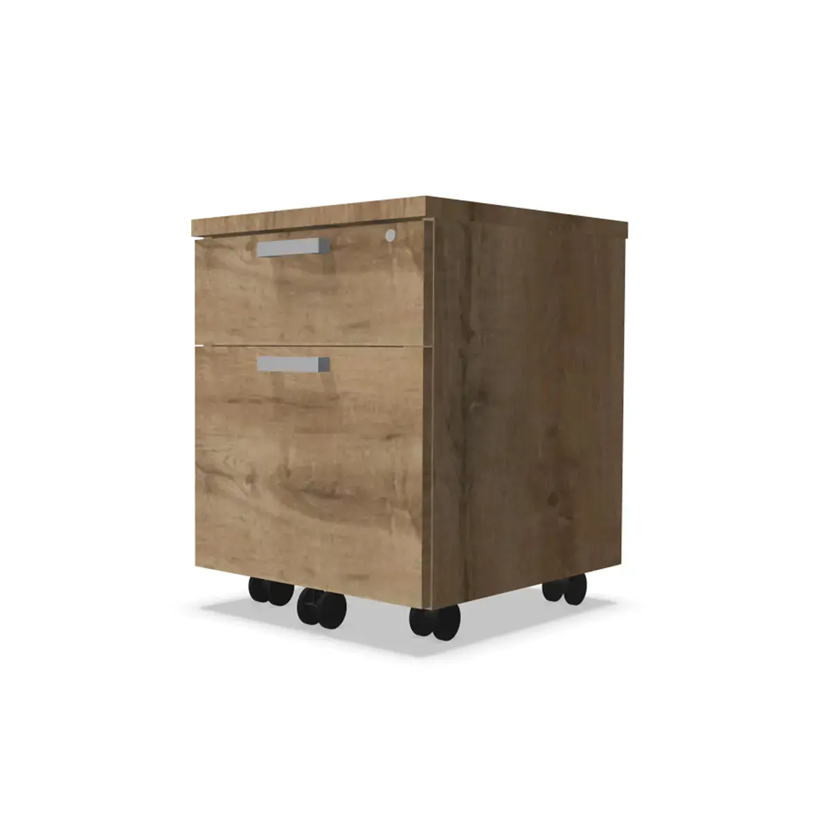 Caisson mobile m&eacute;lamine 2 tiroirs 1 plumier Ch&ecirc;ne vein&eacute; photo du produit