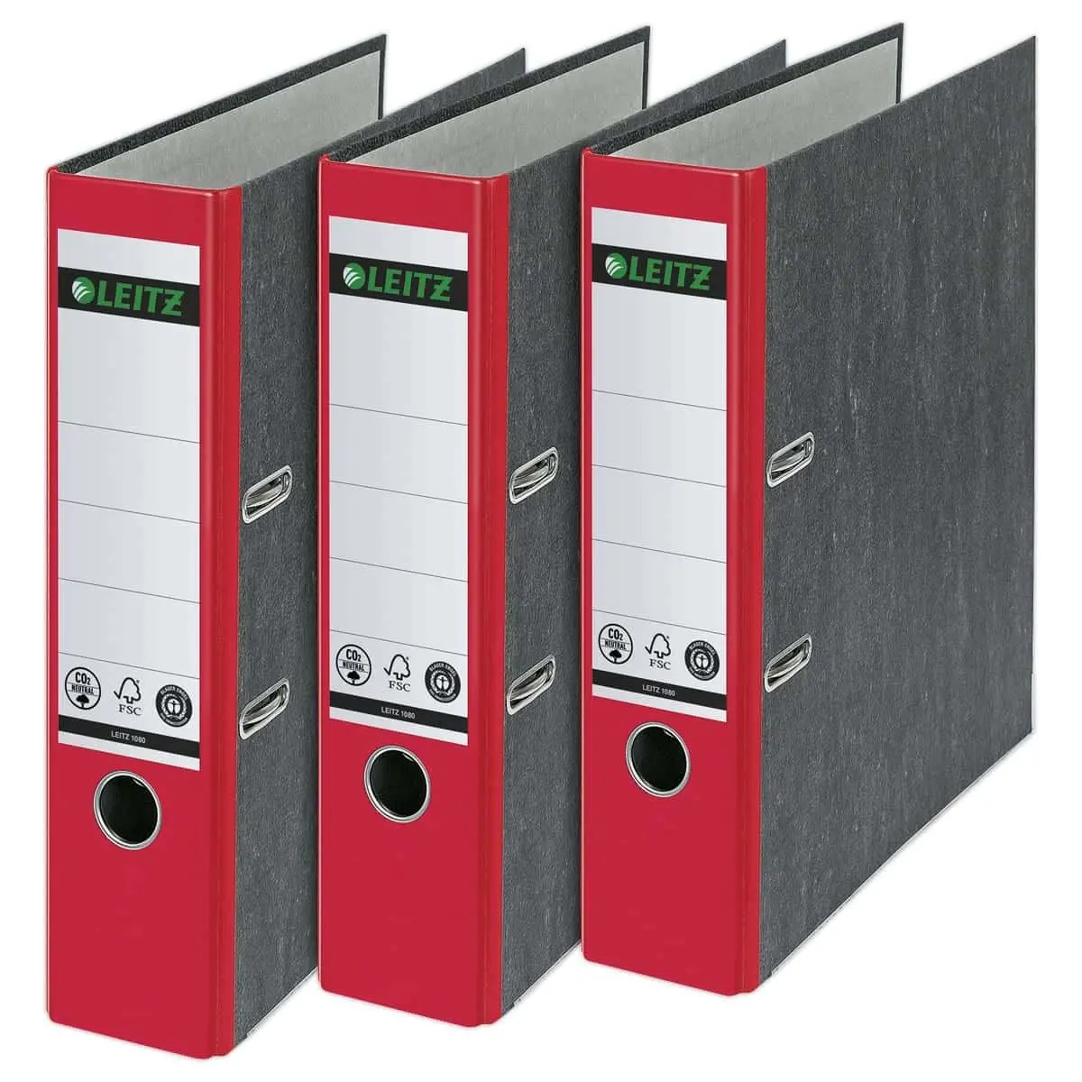 Classeurs &agrave; levier carton marbr&eacute; - Dos 8 cm  - rouge - Leitz photo du produit