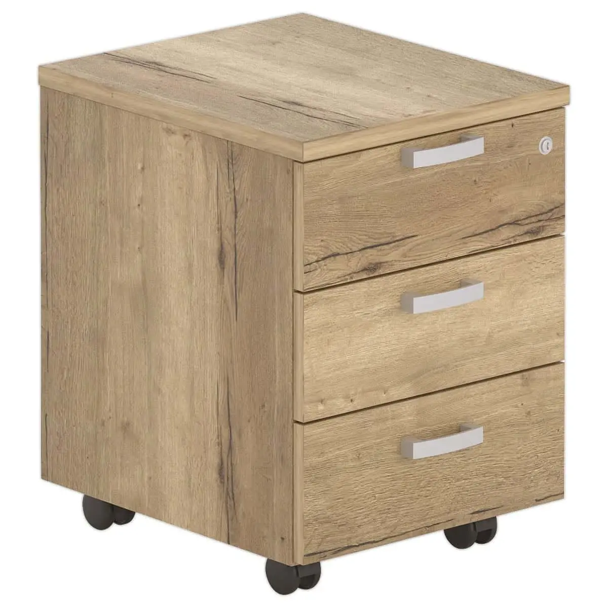 Caisson mobile 3 tiroirs avec plumier - Chêne veiné photo du produit