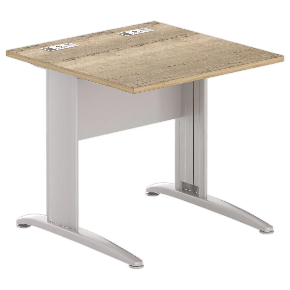 Table 80 x 80 ch&ecirc;ne vein&eacute; - pieds aluminium Fiducial photo du produit