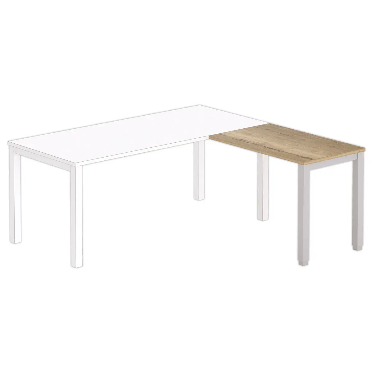 Retour BRUXELLES 98 x 60 plateau ch&ecirc;nevein&eacute; - pieds alu photo du produit