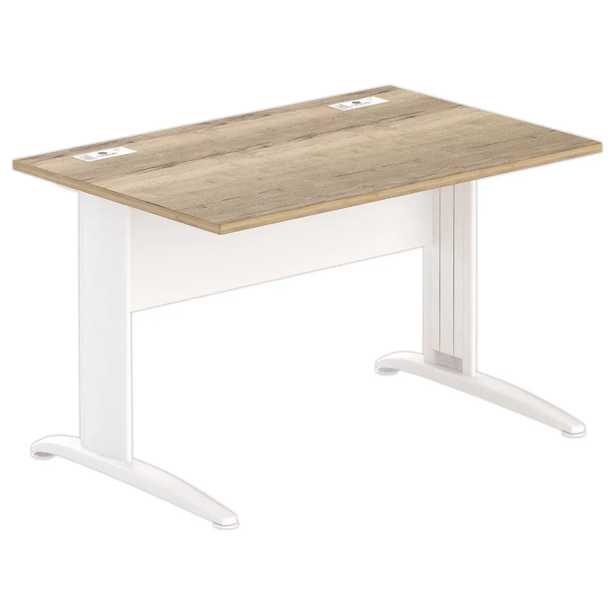 Bureau Buenos Aires - Plateau chêne veiné et pieds blancs - 120x80 cm photo du produit