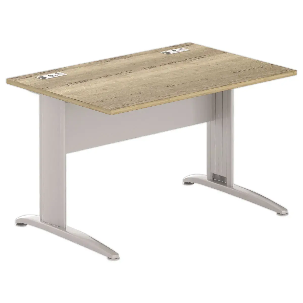 Bureau BUENOS AIRES - Plateau ch&ecirc;ne vein&eacute; et pieds aluminium - 120x80 cm photo du produit