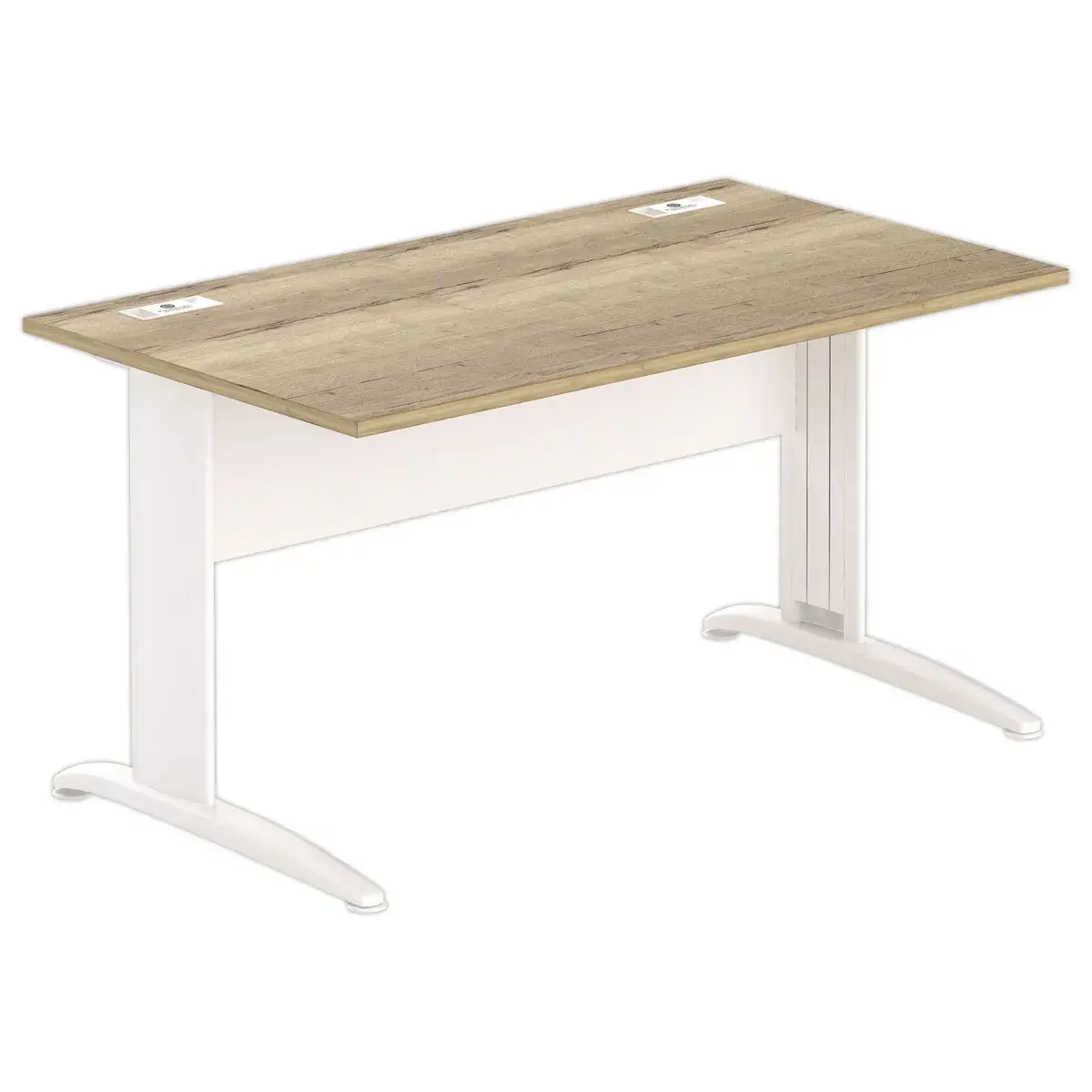 Bureau Buenos Aires - Plateau ch&ecirc;ne vein&eacute; et pieds blancs - 140x80 cm photo du produit