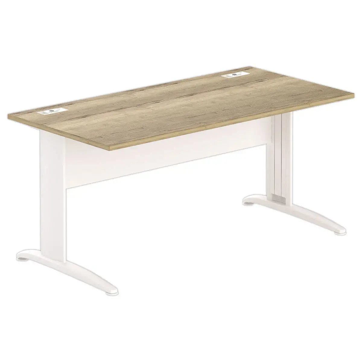 Bureau Buenos Aires - 160 x 80 cm - Plateau ch&ecirc;ne vein&eacute; et pieds blancs - Fiducial photo du produit