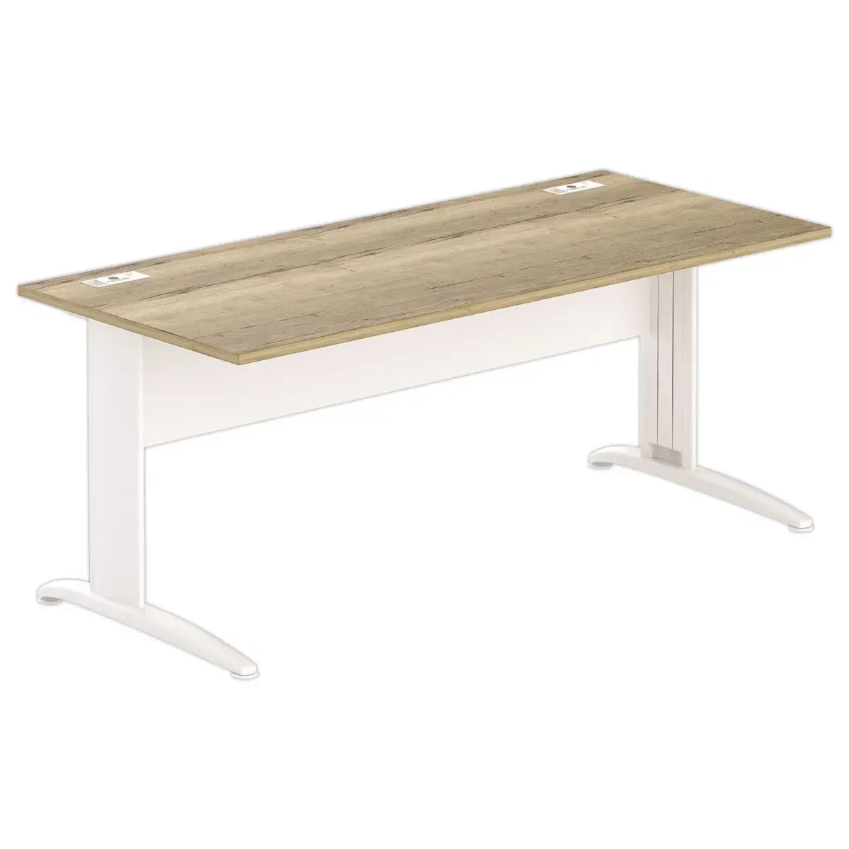 Bureau Buenos Aires - 180 x 80 cm - Plateau chêne veiné et pieds blancs - Fiducial photo du produit