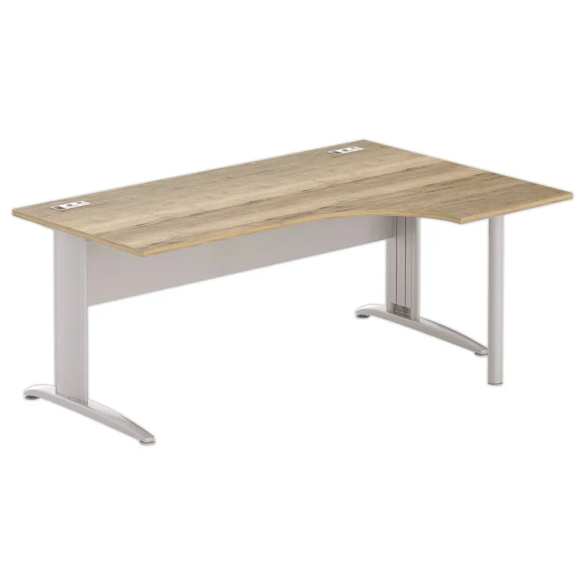 Bureau BUENOS AIRES compact retour à droite 180 x 80 chêne veiné/alu photo du produit