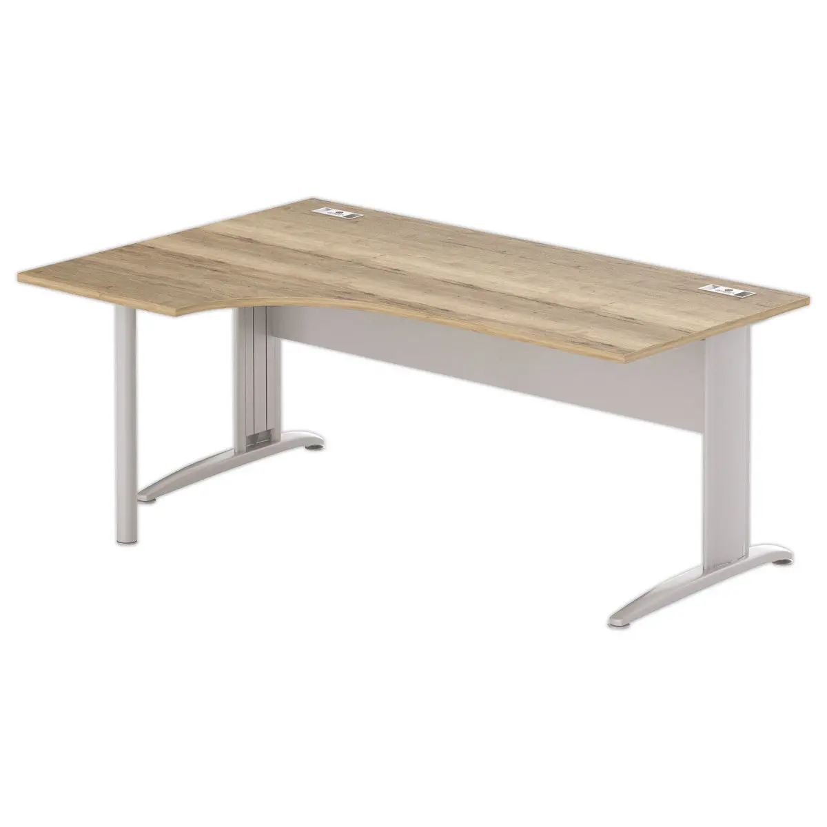 Bureau BUENOS AIRES compact retour &agrave; gauche 180 x 80 ch&ecirc;ne vein&eacute; /alu photo du produit