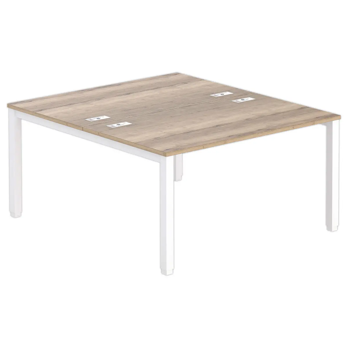 Bureau vis &agrave; vis 4 pieds 140 X 160 X 74 ch&ecirc;ne vein&eacute;/blanc photo du produit