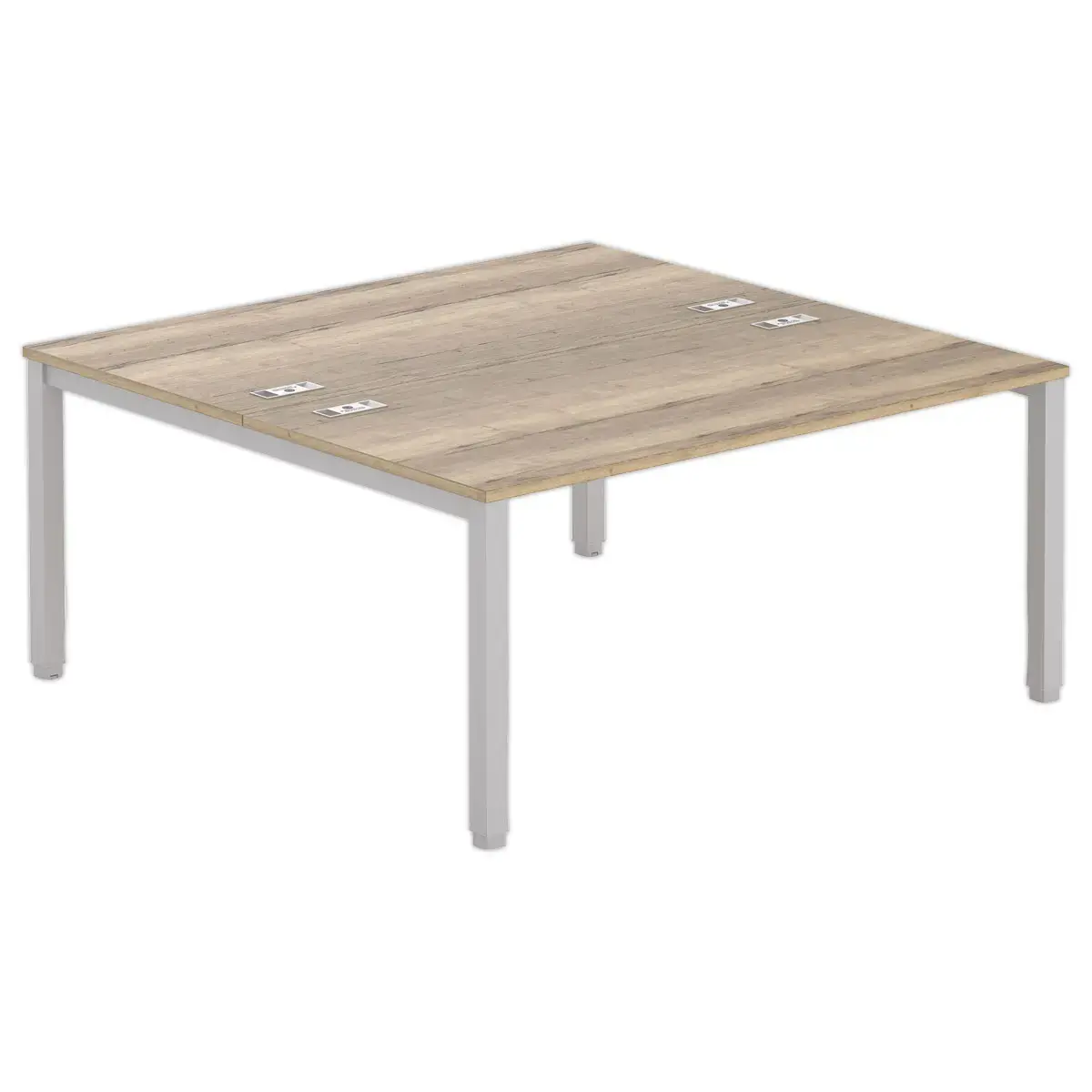 Bureau vis &agrave; vis 4 pieds 160 X 160 X 74 ch&ecirc;ne vein&eacute;/alu photo du produit