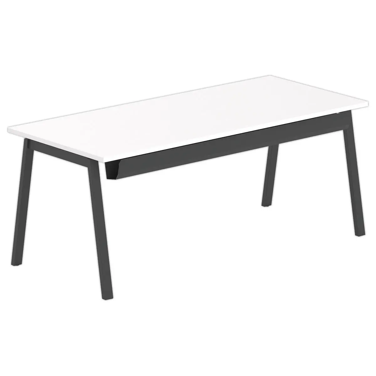 Bureau rectangulaire 180x80 Blanc / pi&eacute;t. anthracite BANGKOK photo du produit