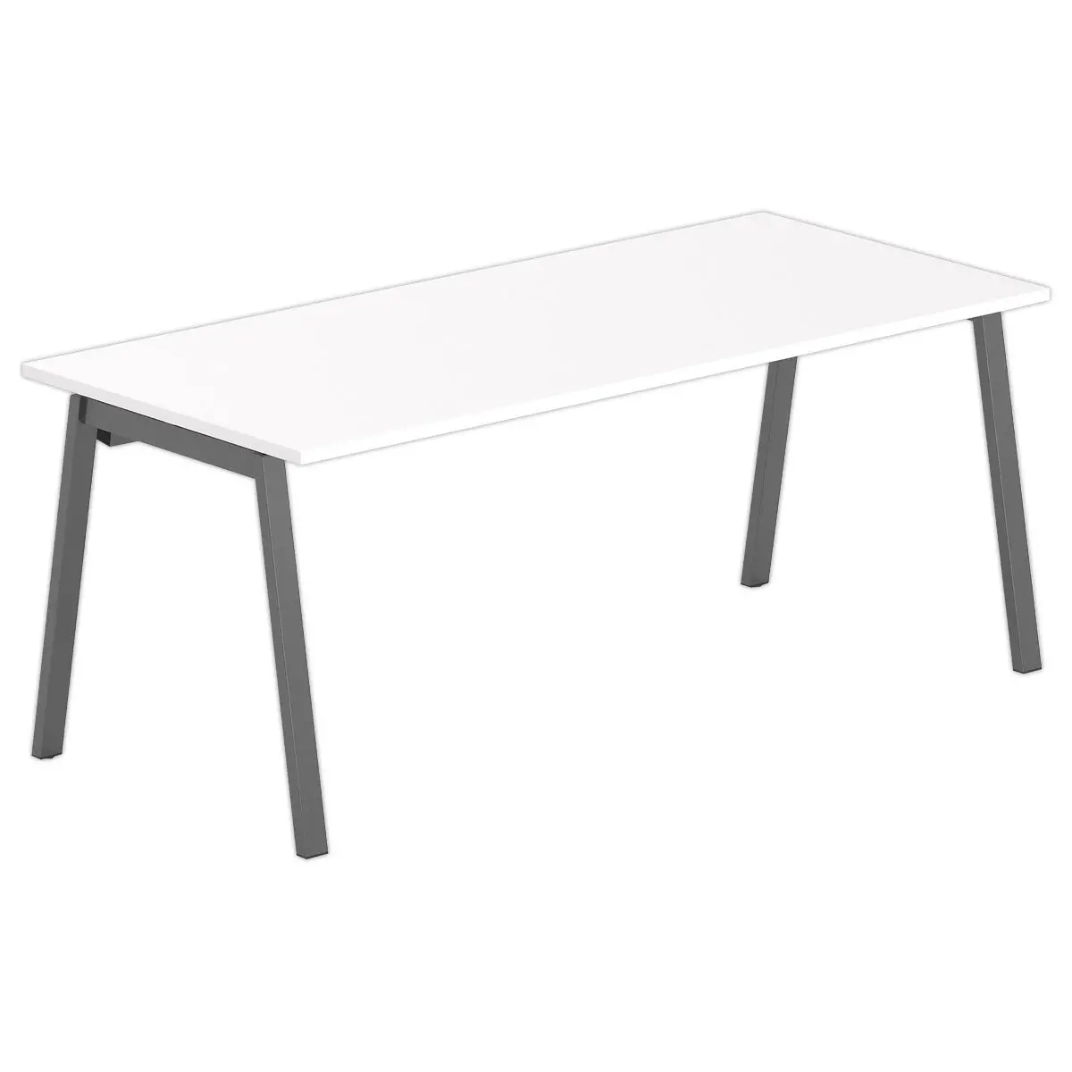 Bureau rectangulaire 180x80 Blanc / pi&eacute;t. anthracite BANGKOK photo du produit
