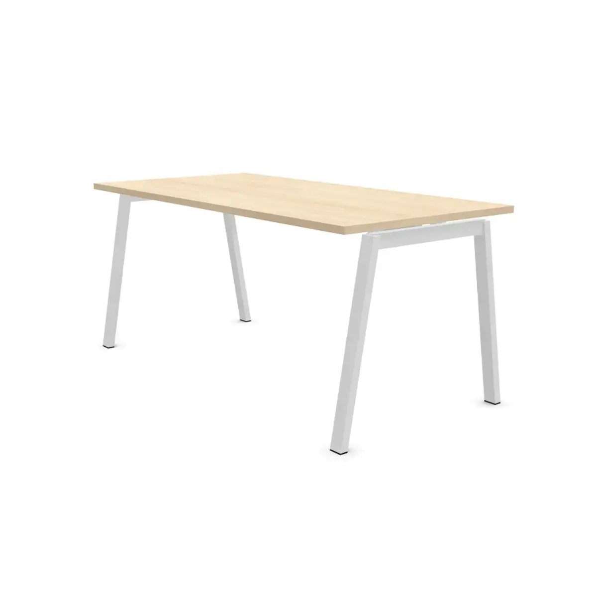 Bureau rectangulaire 160x80 Acacia clair / piét. Blanc BANGKOK photo du produit