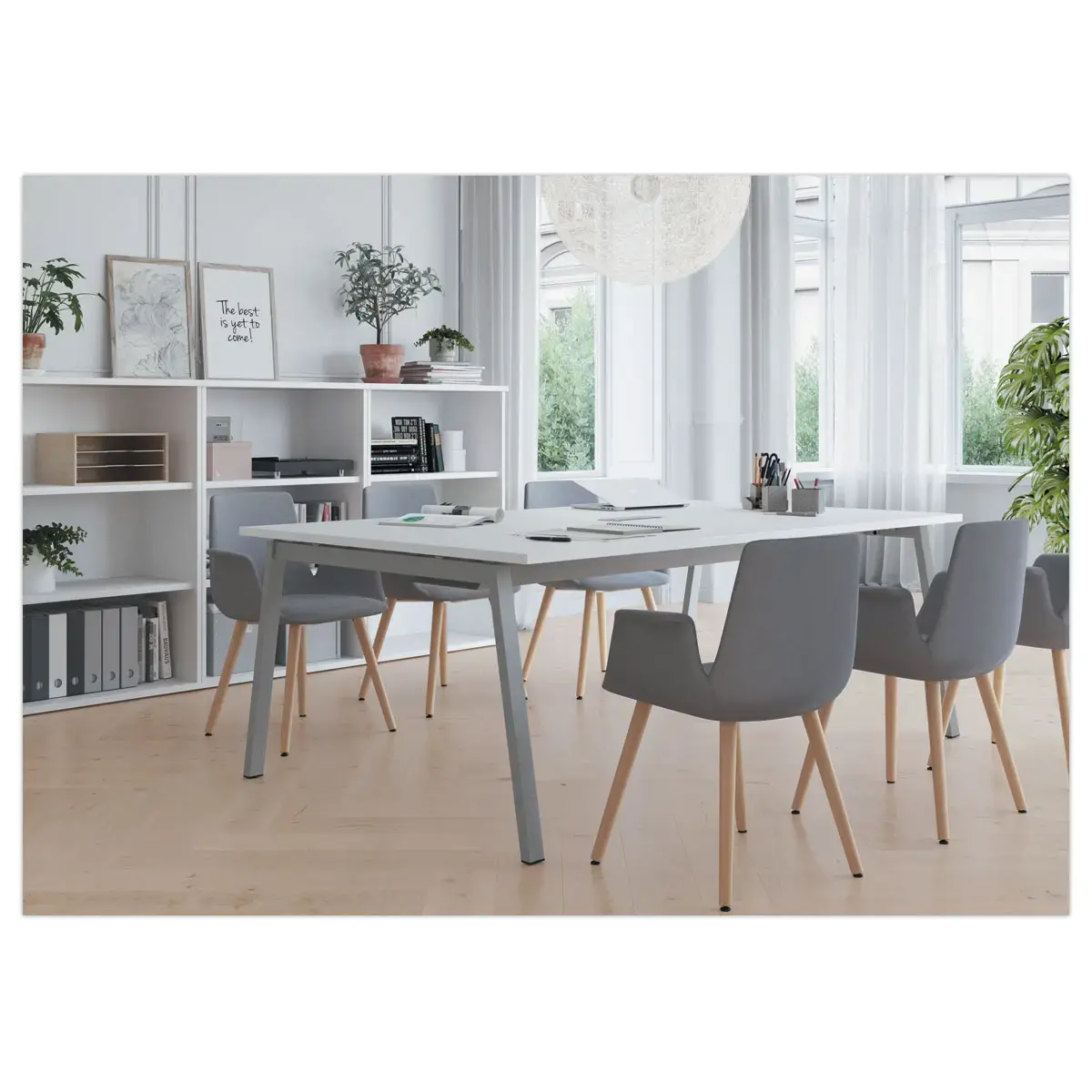 Table rectangulaire 200x120 Blanc / Piét.Blanc photo du produit