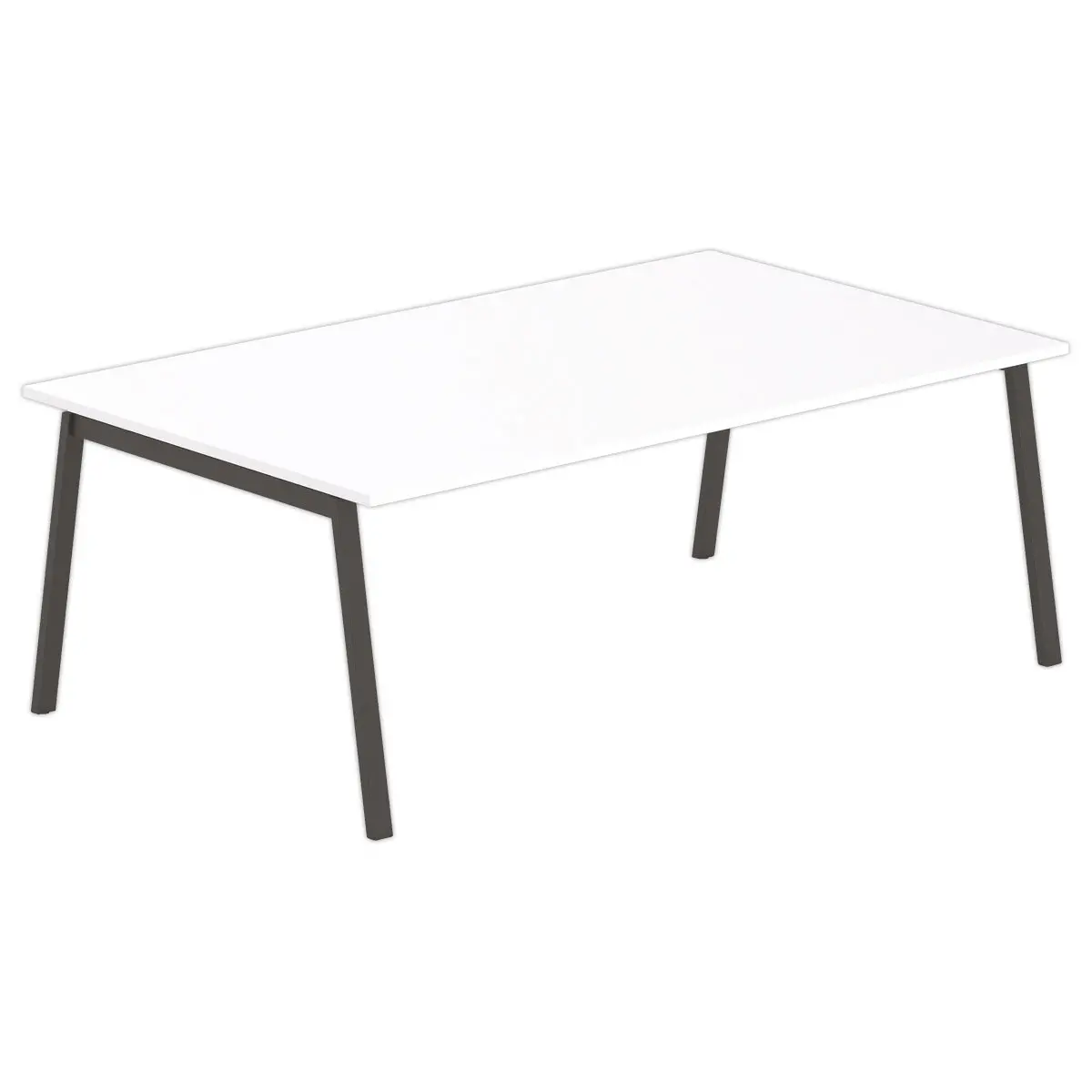 Table rectangulaire 200x120 Blanc / Piét.Anthracite photo du produit