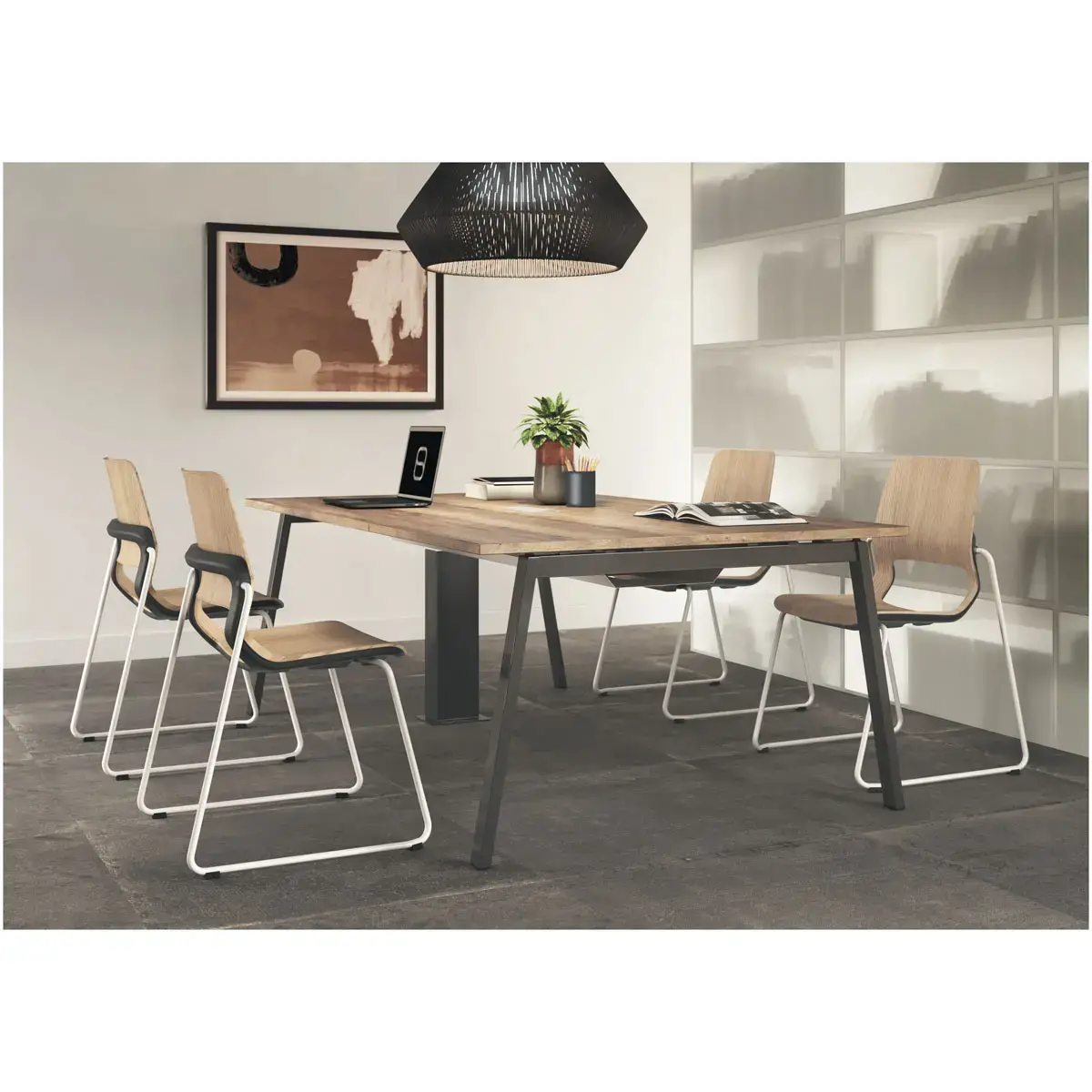 Table rectangulaire 200x120 Acacia / Pi&eacute;t.Blanc photo du produit