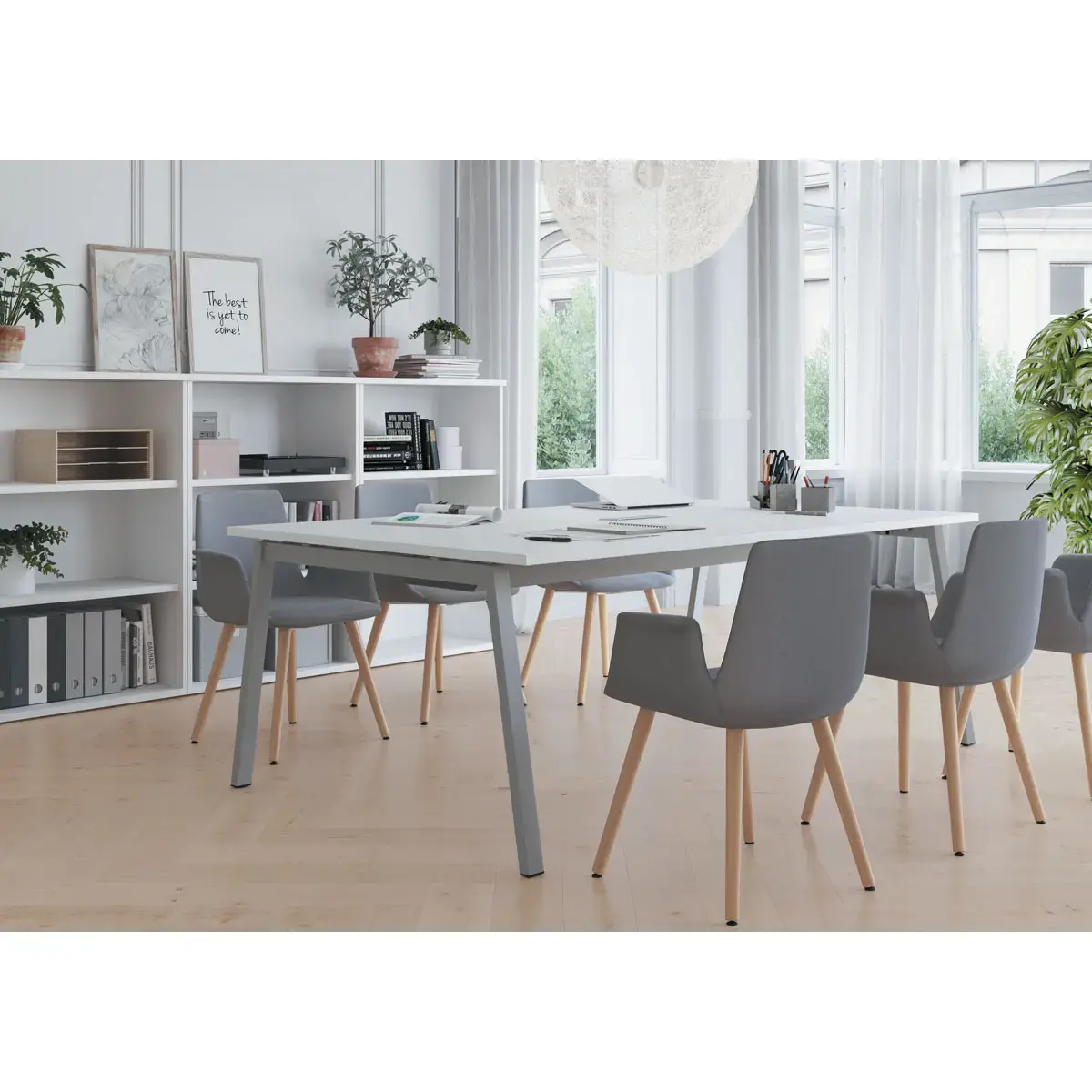 Table rectangulaire 200x120 Acacia / Pi&eacute;t.Blanc photo du produit