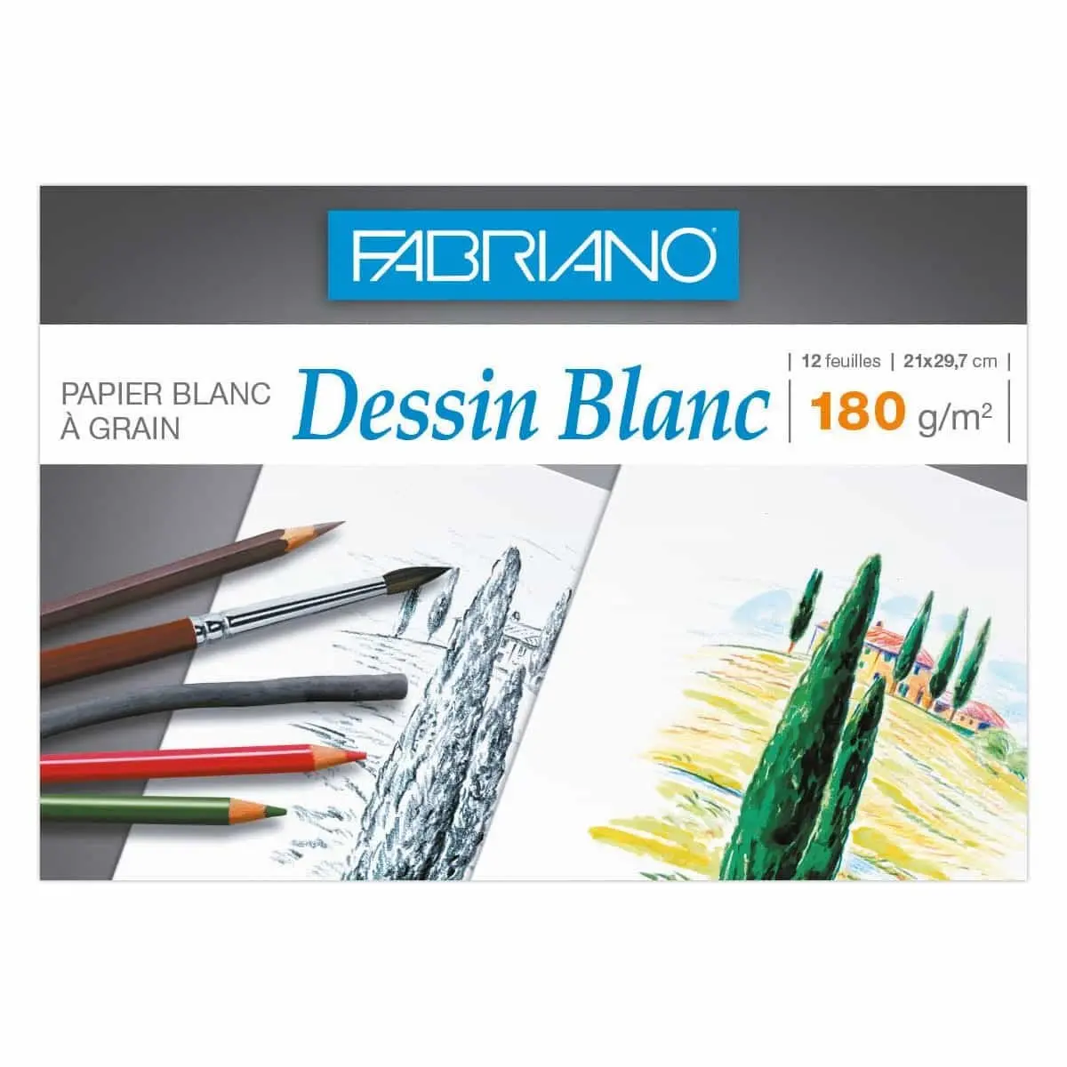 Pochette de papier dessin blanc 21x29,7 cm - 180gr - 12 feuilles photo du produit