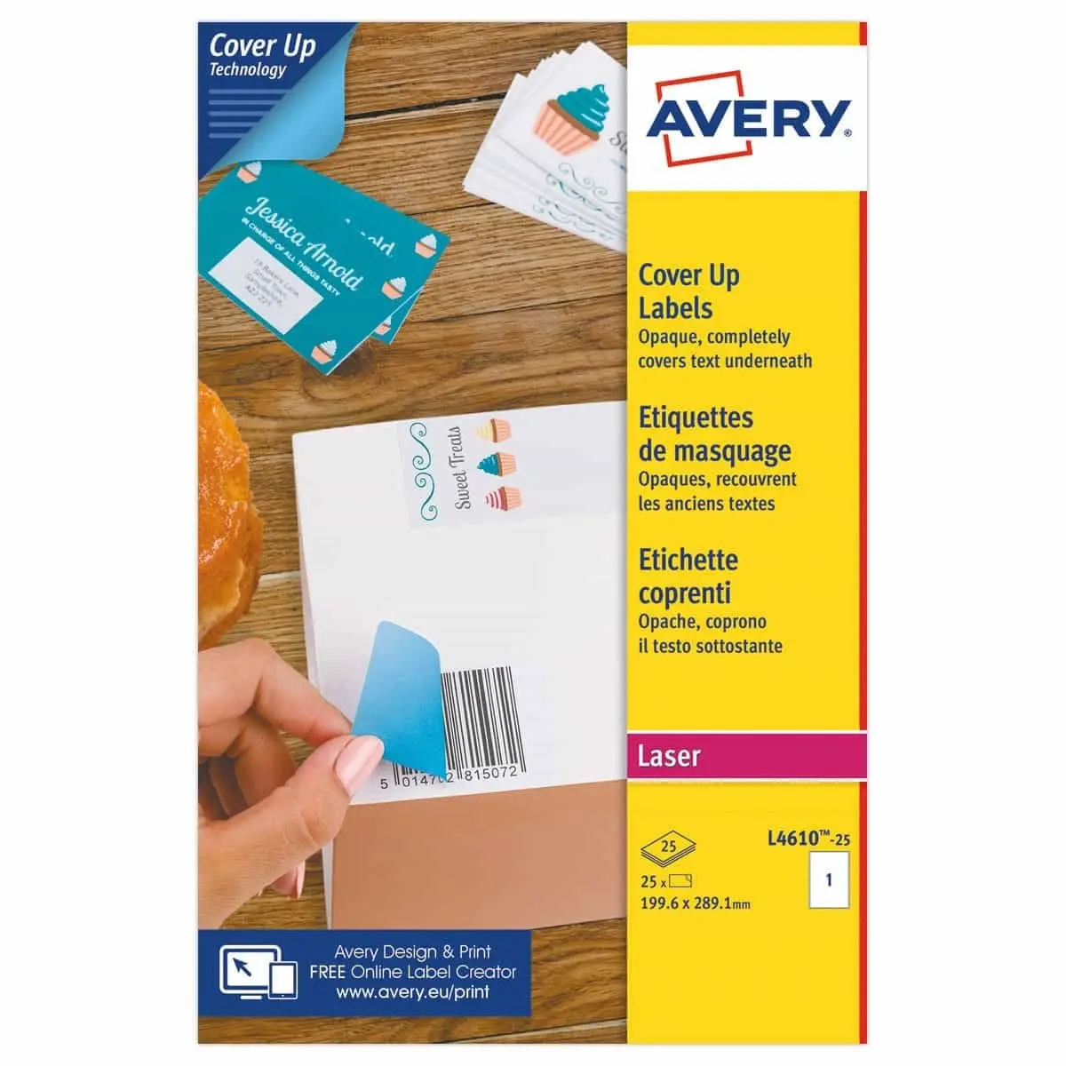ÉTiquettes de masquage laser AVERY 199,6x 289,1 mm 25f x 25 étiquettes photo du produit