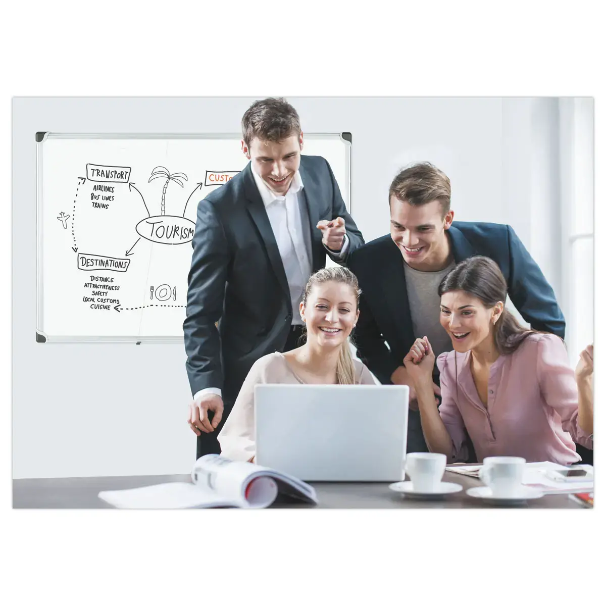 Tableau blanc &eacute;maill&eacute; uni - 120 x 180 cm - BI-OFFICE photo du produit