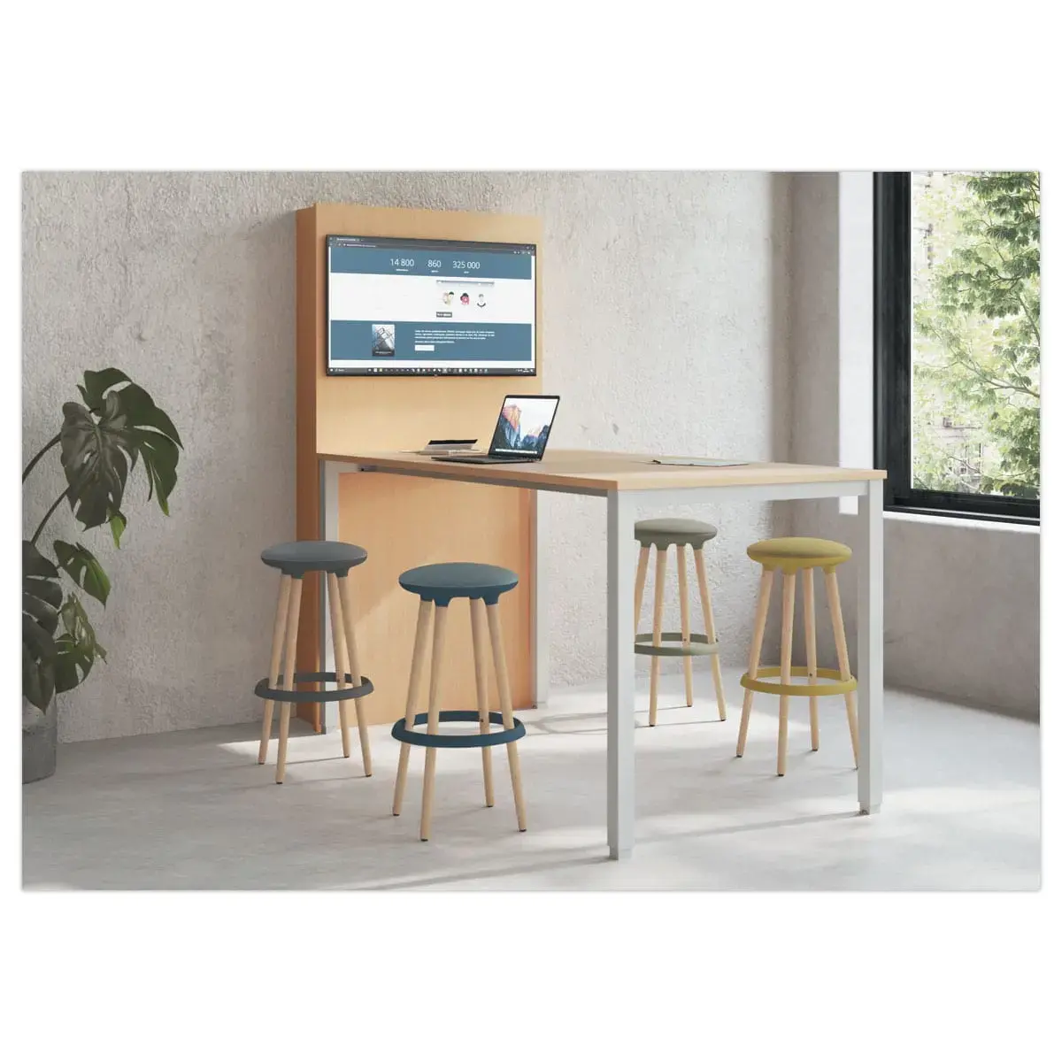 Table Multim&eacute;dia 200 x 100 cm acacia /blanc photo du produit