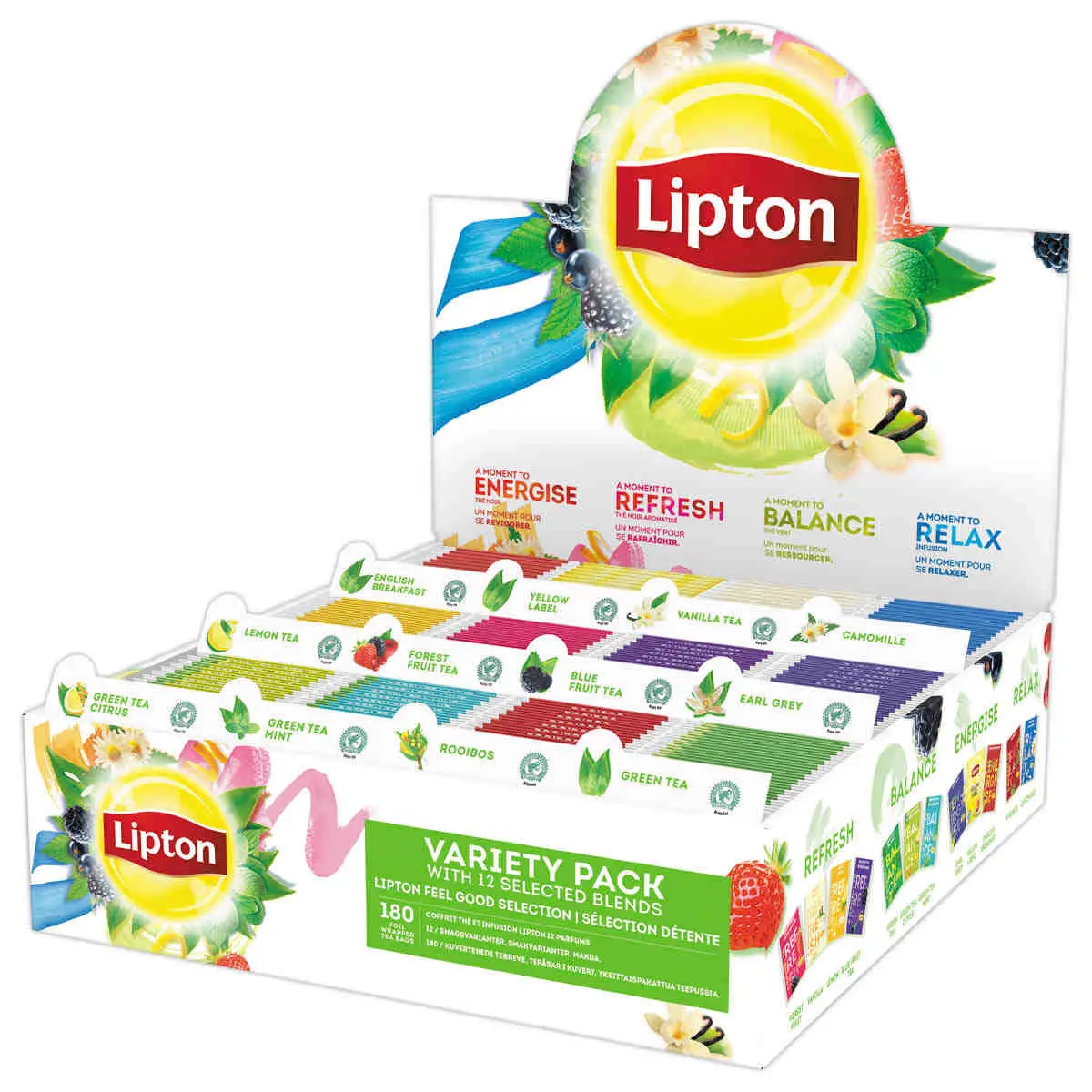 Coffret Variety Pack de 180 sachets de thé et d'infusion - LIPTON photo du produit