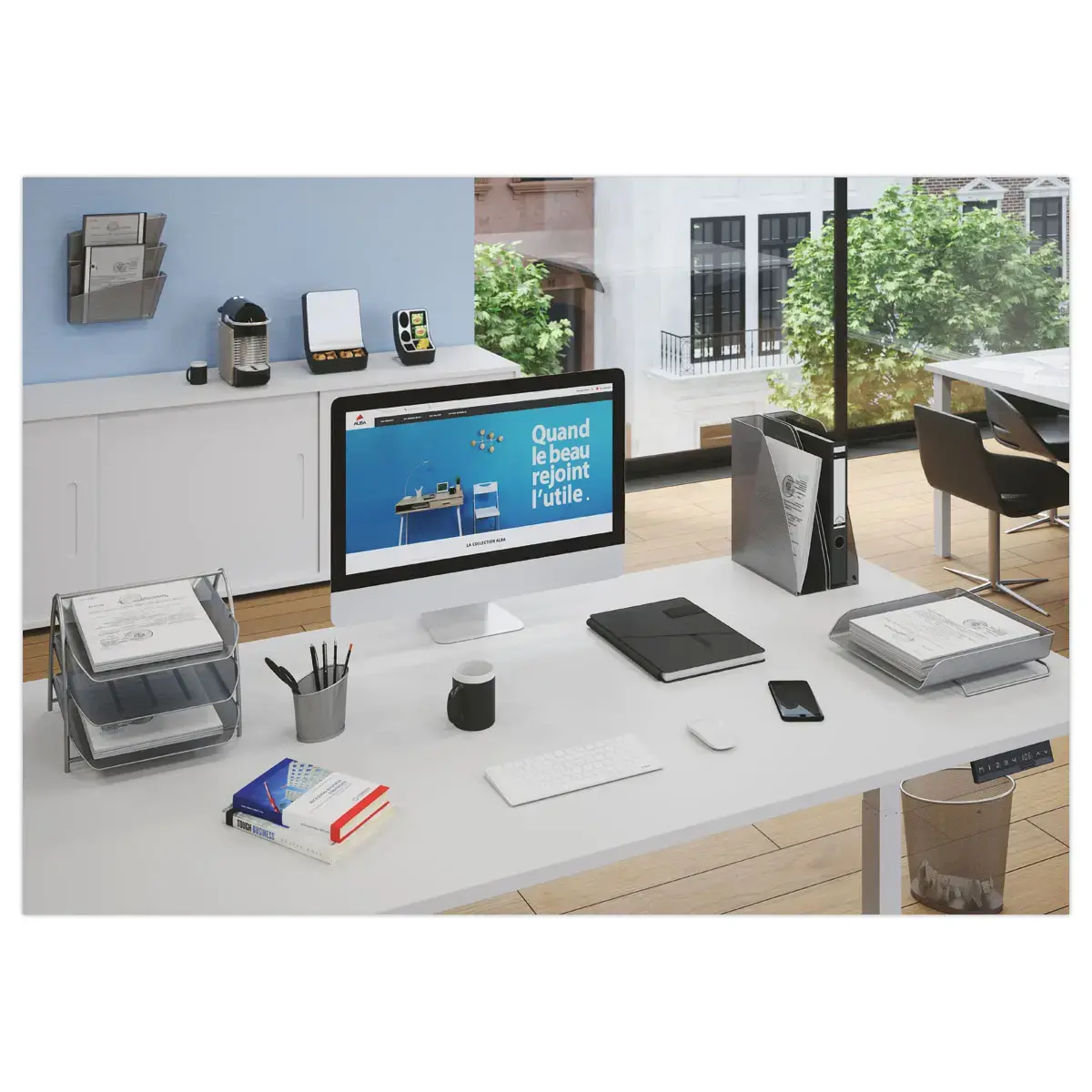 3 corbeilles murales métal - gris - ALBA photo du produit