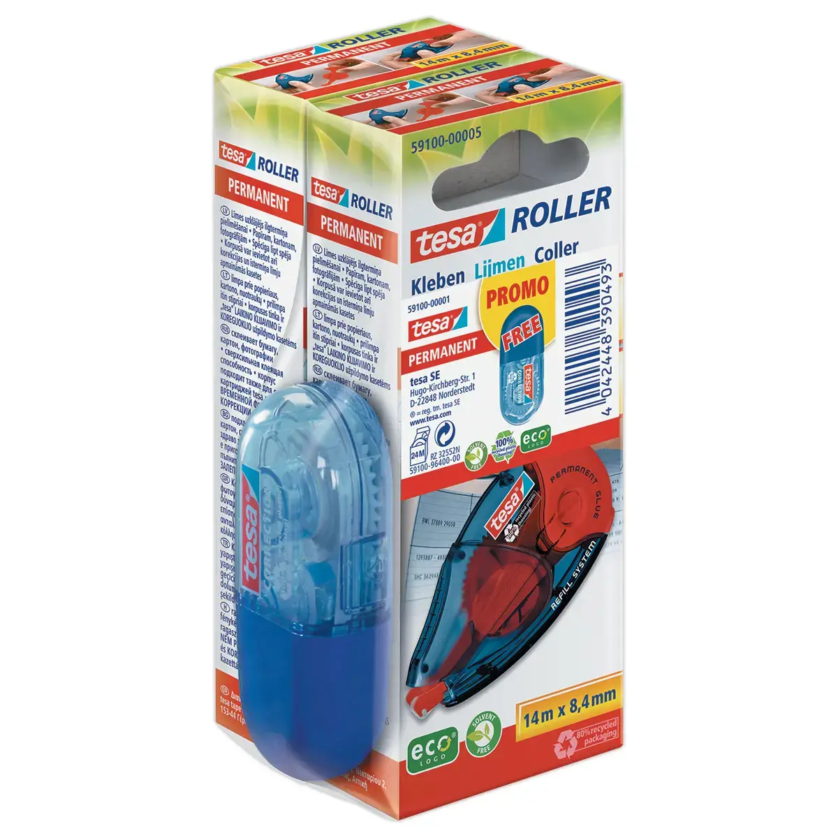 Roller rechargeable colle permanente 8,4 mm EcoLogo photo du produit
